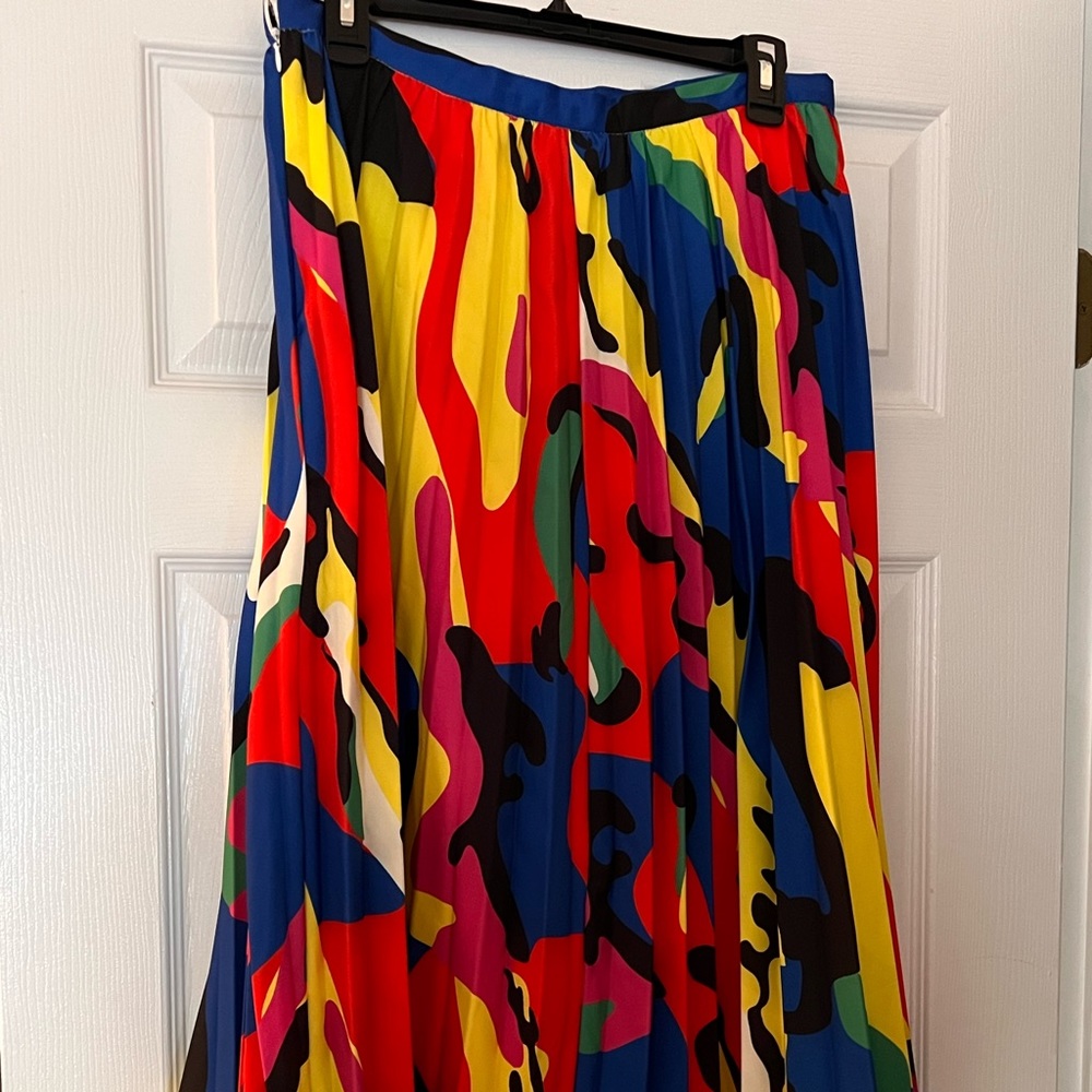 Colorful Camo Pleated A Line Skirt